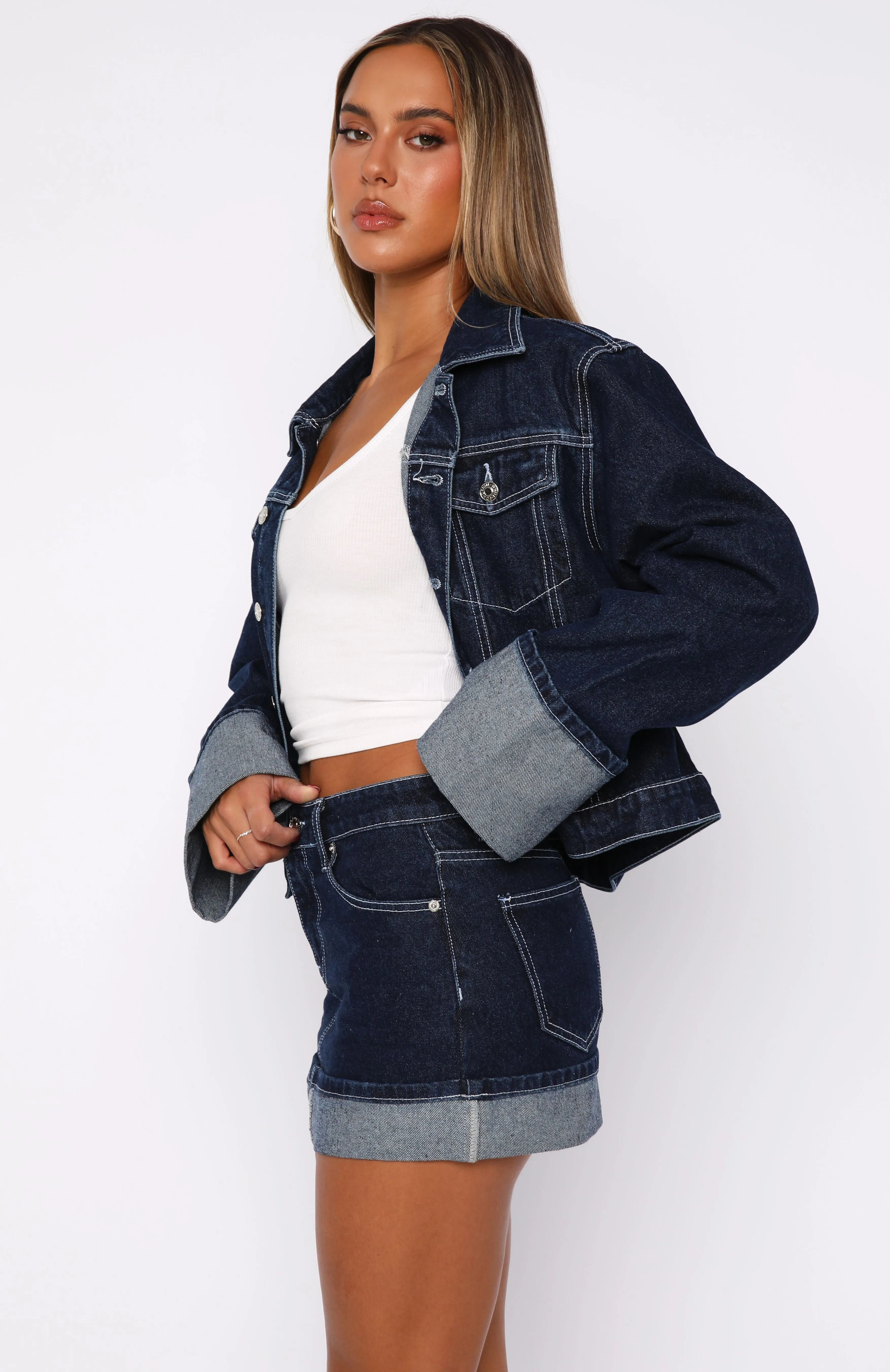 Low-waist Stylish Charlotte Denim Mini Skirt Dark Indigo