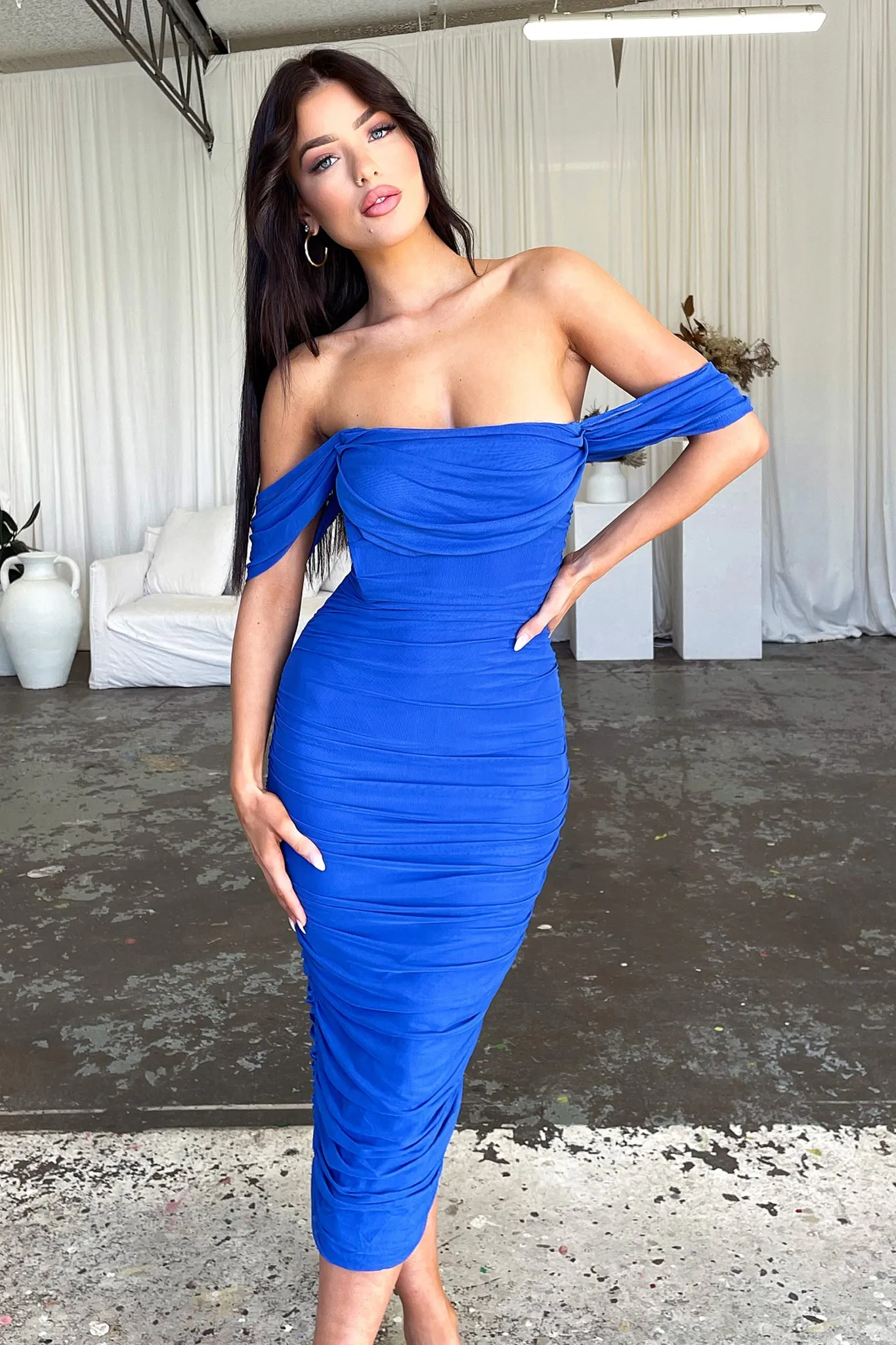 Lucinda Midi Dress - Royal Blue Tiered Layers