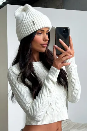 Luna Beanie - White Relaxed Fit Effortless Chic