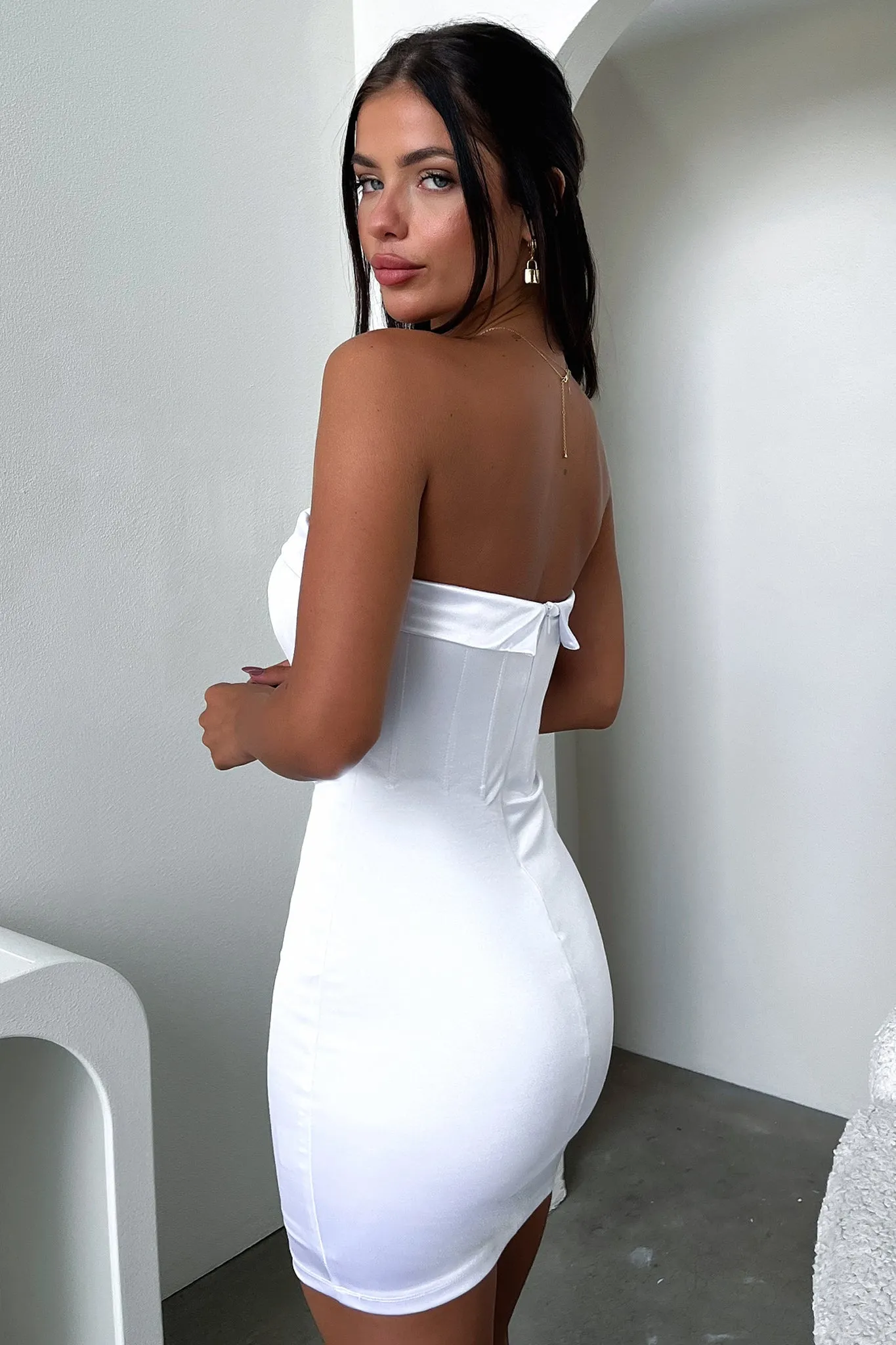 Luxe Kiss Pixel Corset Dress - White