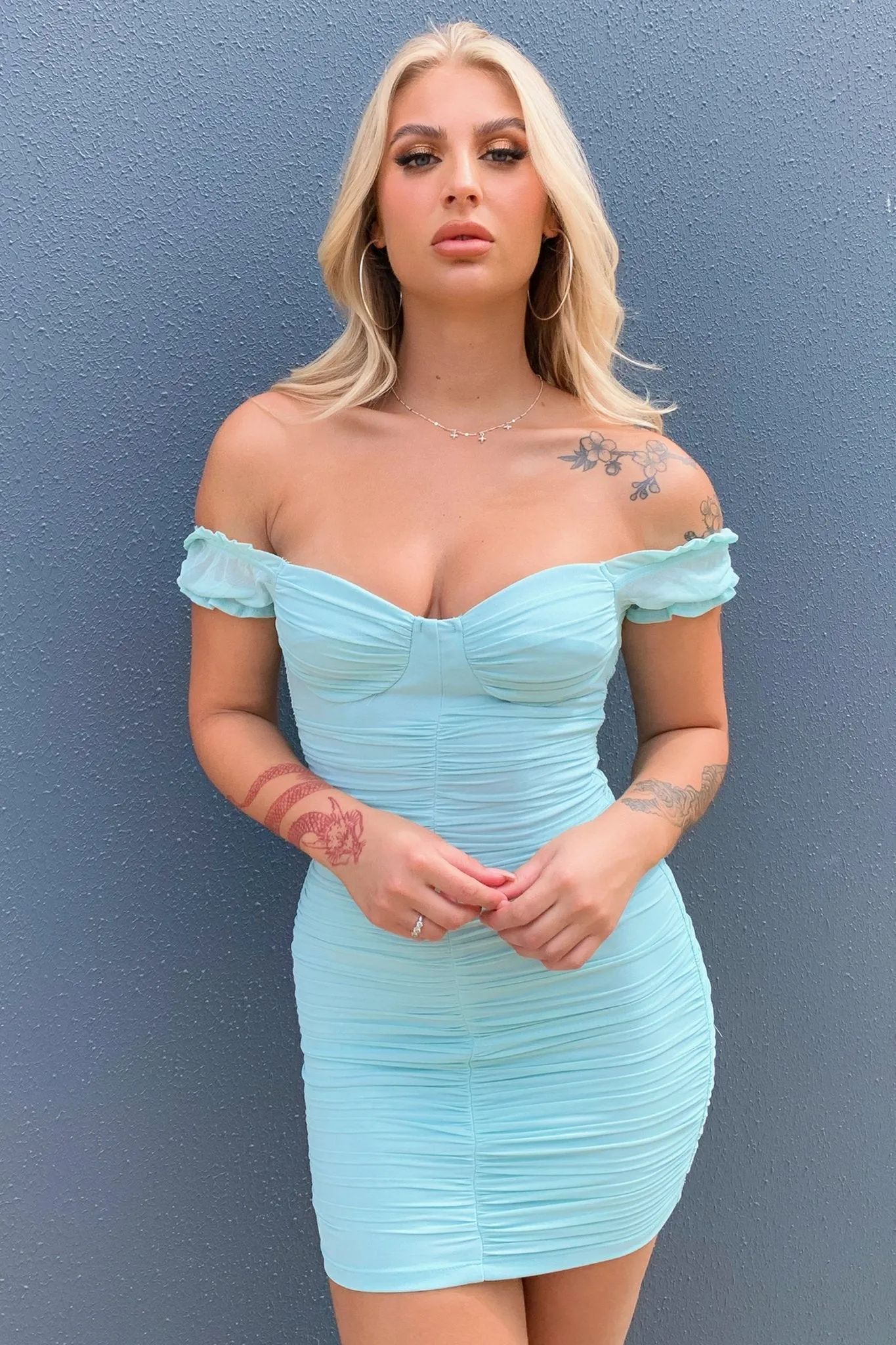 Lynx Dress - Teal Single Ruffle