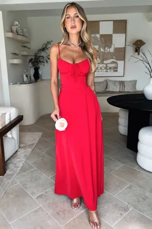 Magdalena Maxi Dress - Red Layered maxi for special events Patch Work