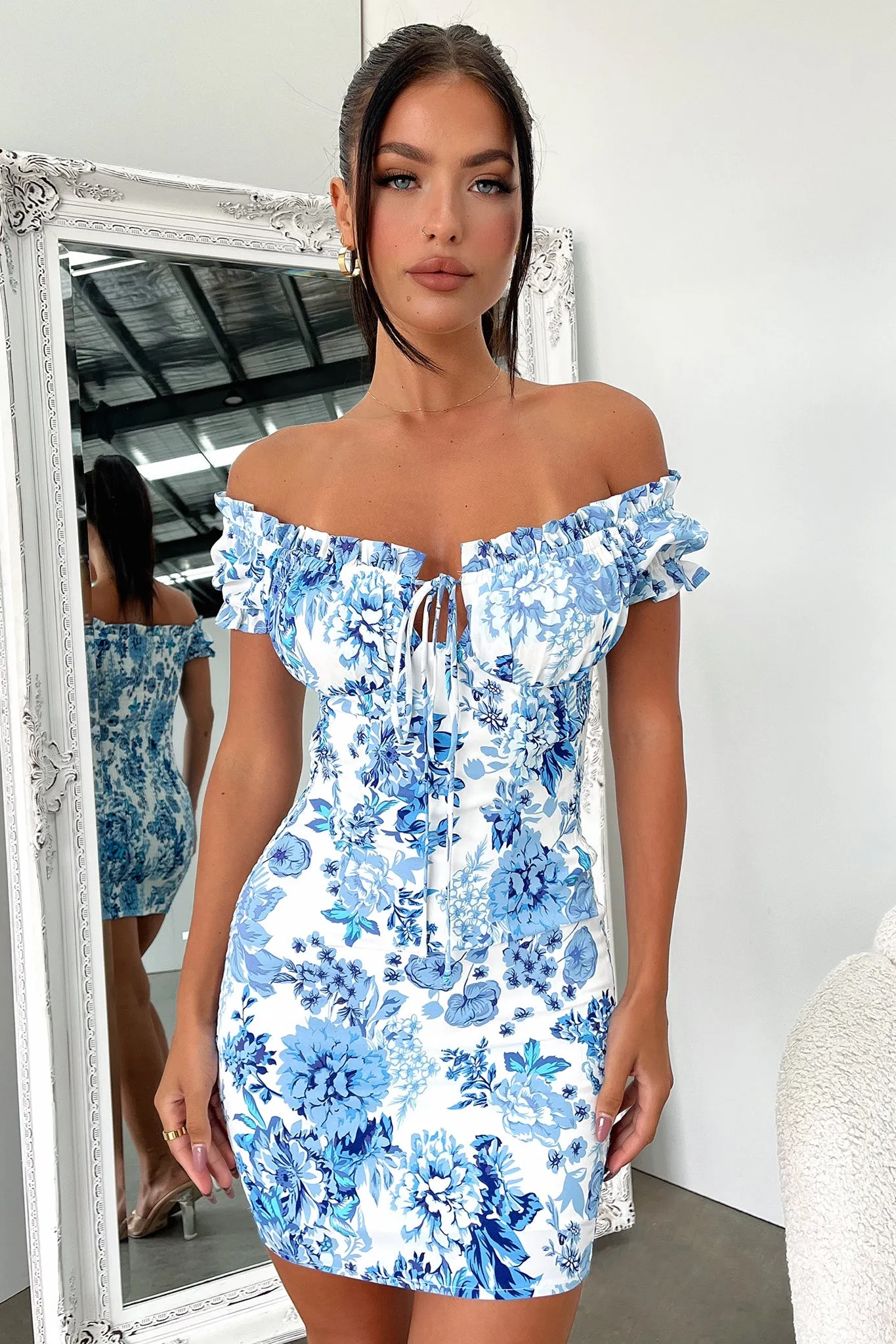 Stage Warm Heat Scene Maisie Dress - Blue/White Floral