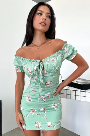 and Versatile evening mini dress. Self Spice Maisie Dress - Green Print