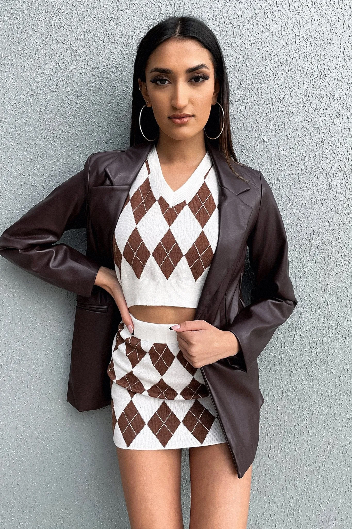 Marcel Blazer - Brown PU Classic Cut