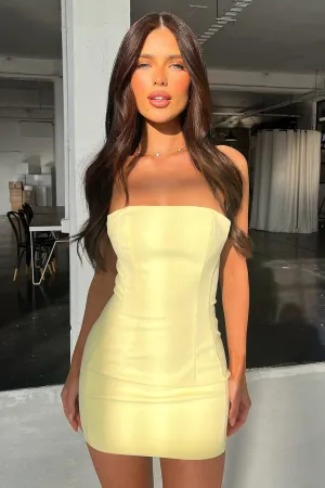 Marlo Strapless Mini Dress - Yellow Street Chic