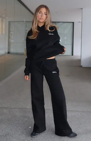 Match Your Words Wide Leg Sweatpants Black Easy Match Casual Office