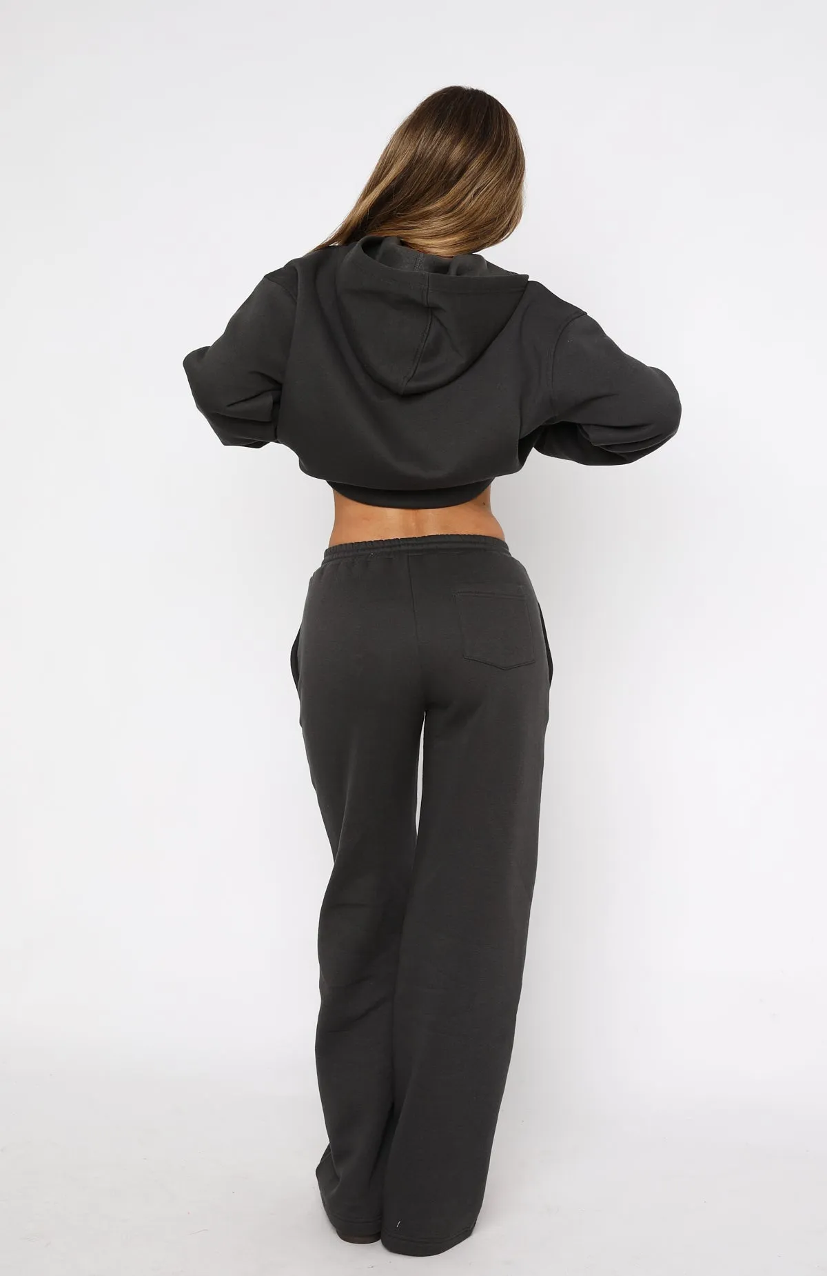 Match Your Words Wide Leg Sweatpants Charcoal Breathable fabric