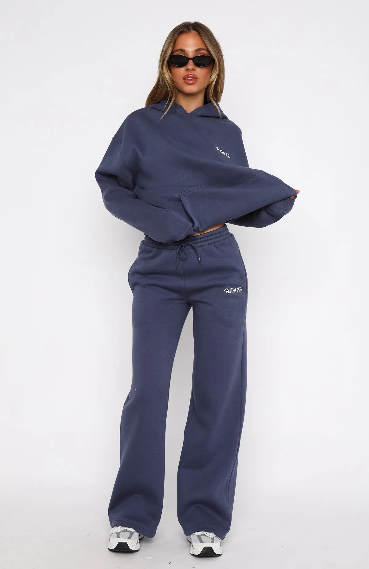 Match Your Words Wide Leg Sweatpants Navy Flexible Fit