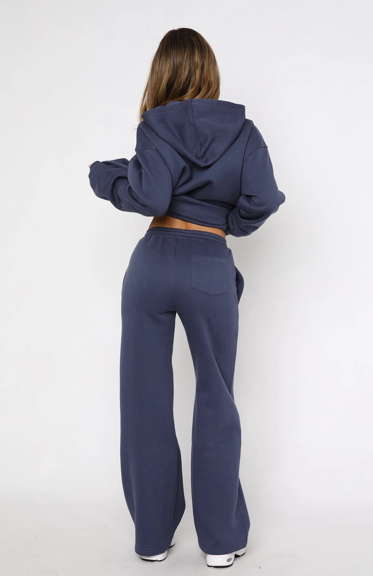 Match Your Words Wide Leg Sweatpants Navy Flexible Fit