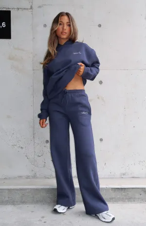 UV Protection Cropped hem Match Your Words Wide Leg Sweatpants Navy
