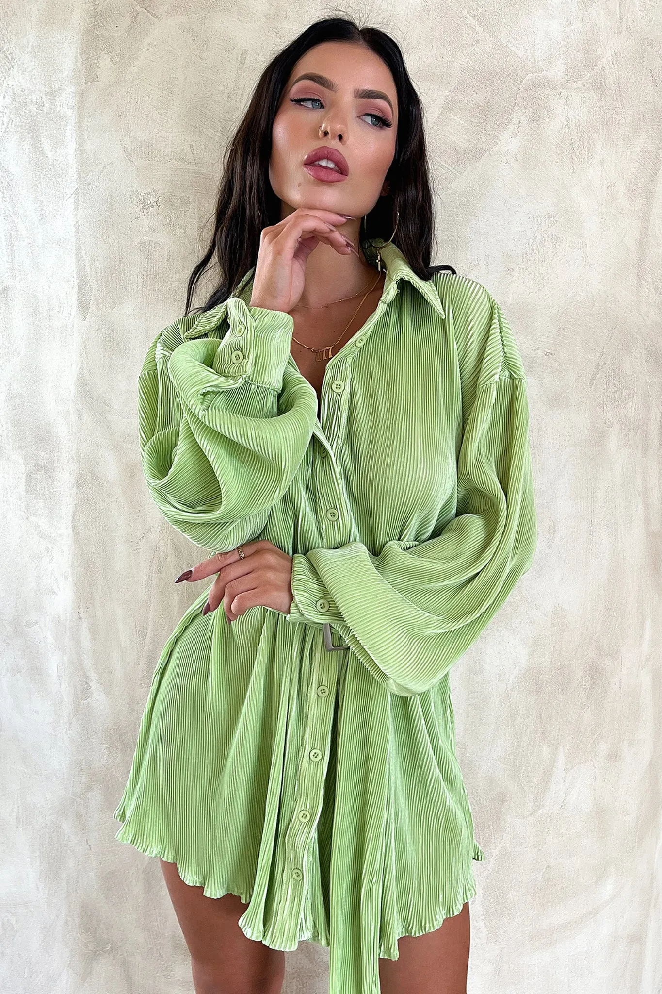 Metallic Spark Stassi T-Shirt Dress - Green