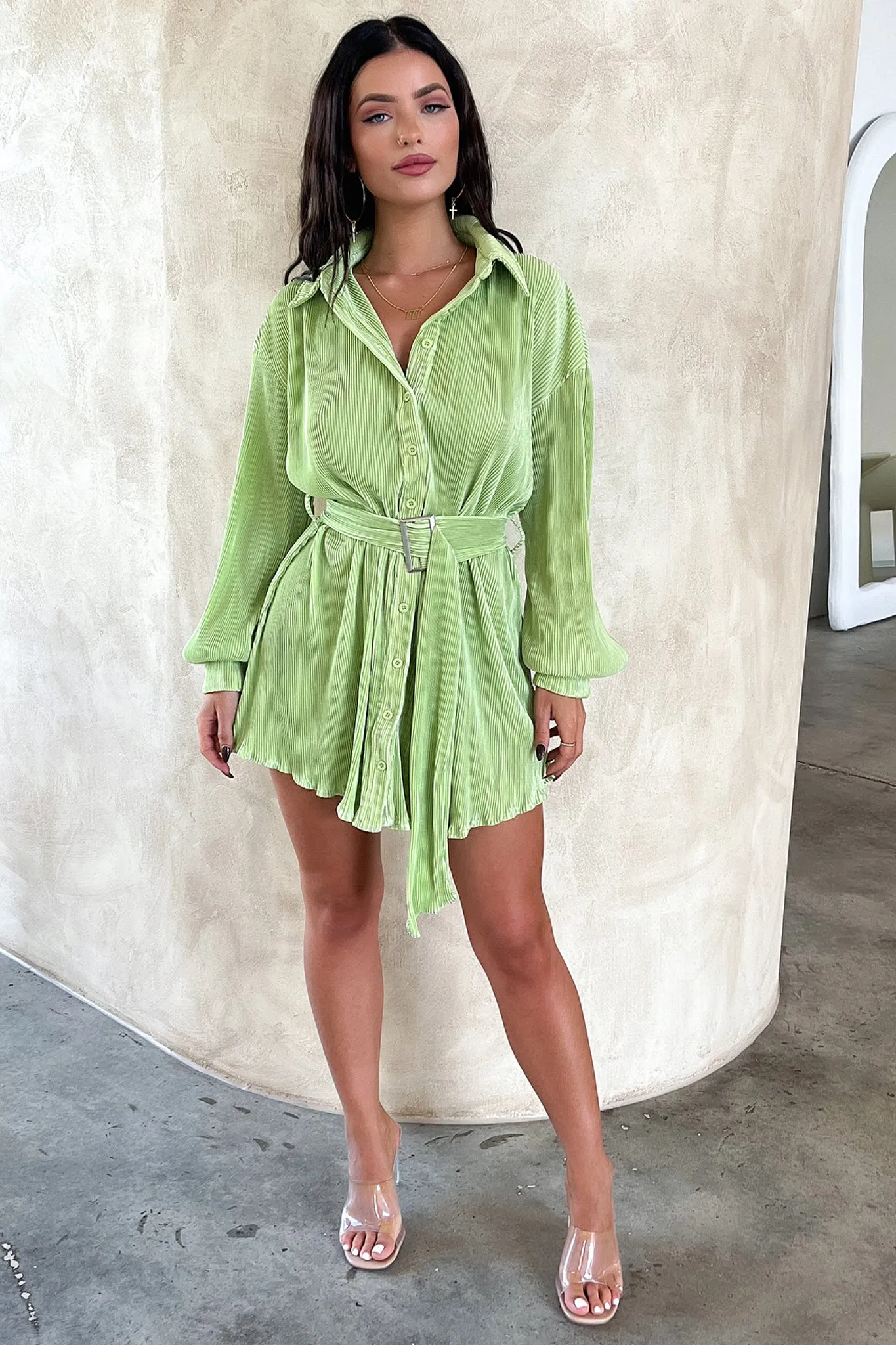 Easy Pretty Fringe-Detail Stassi T-Shirt Dress - Green
