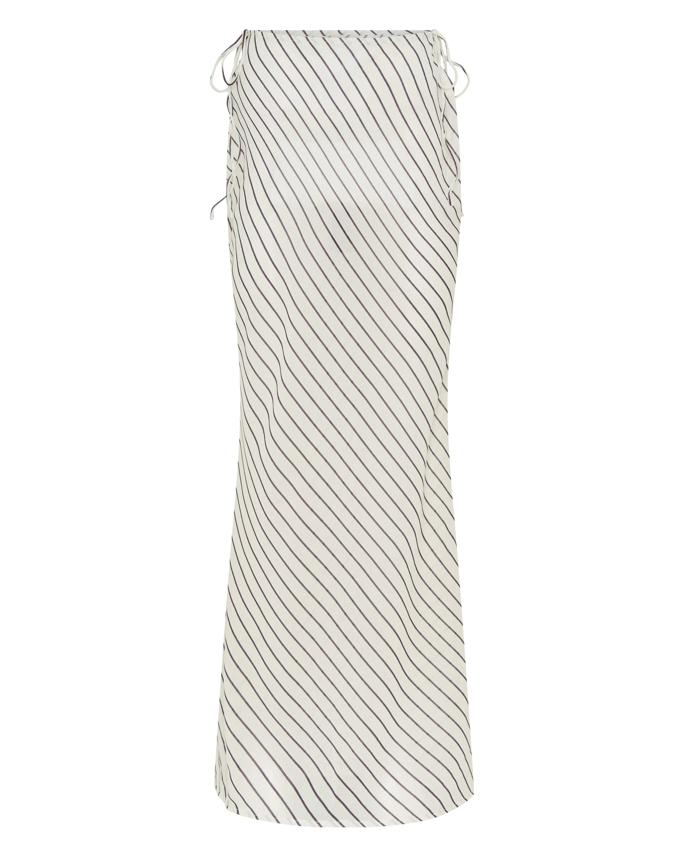Microfiber Material Luminous Maxi Skirt Cream/Choc Stripe