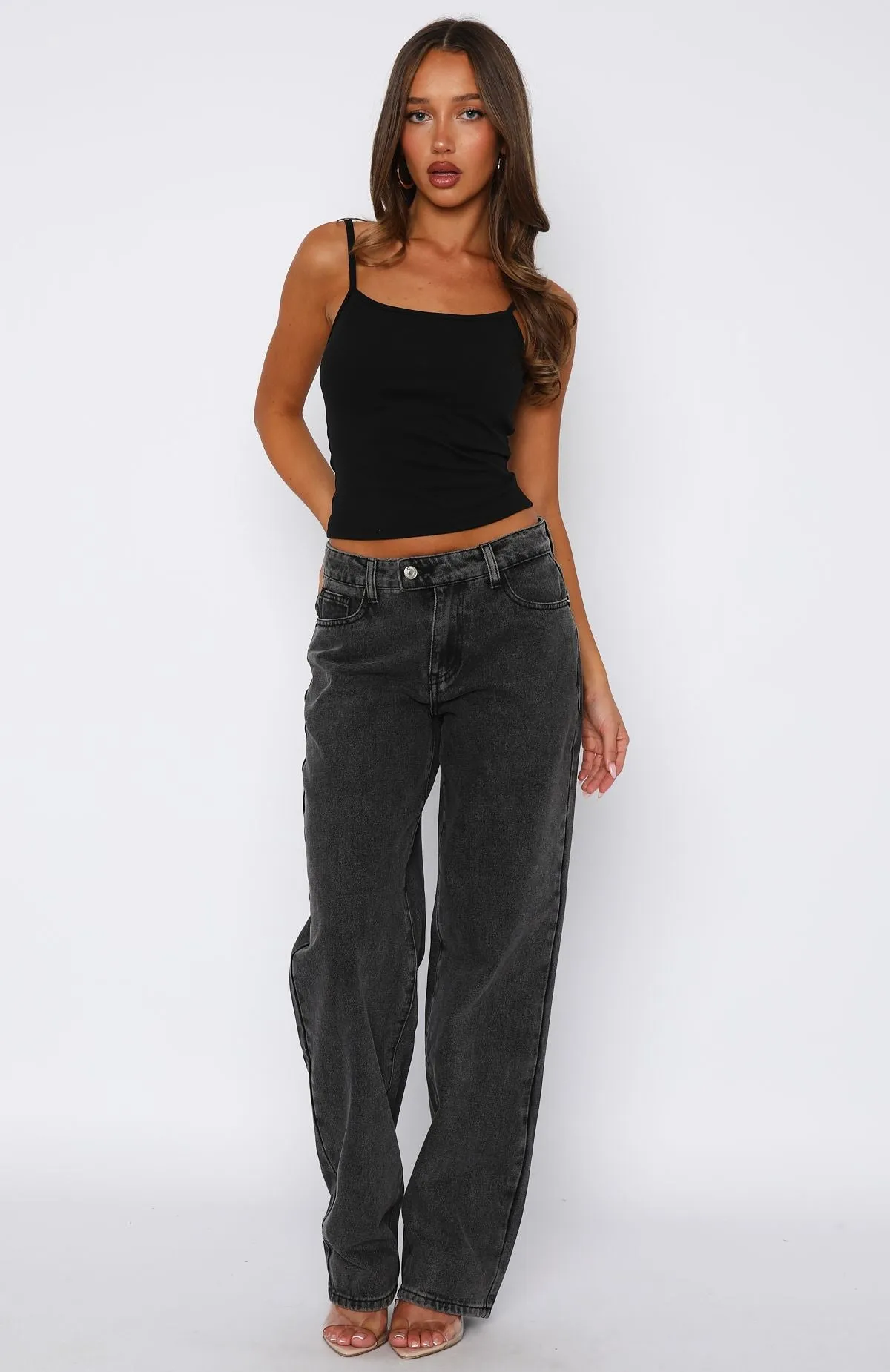 Mid-rise Comfort Bethany Mid Rise Straight Leg Jeans Black Acid