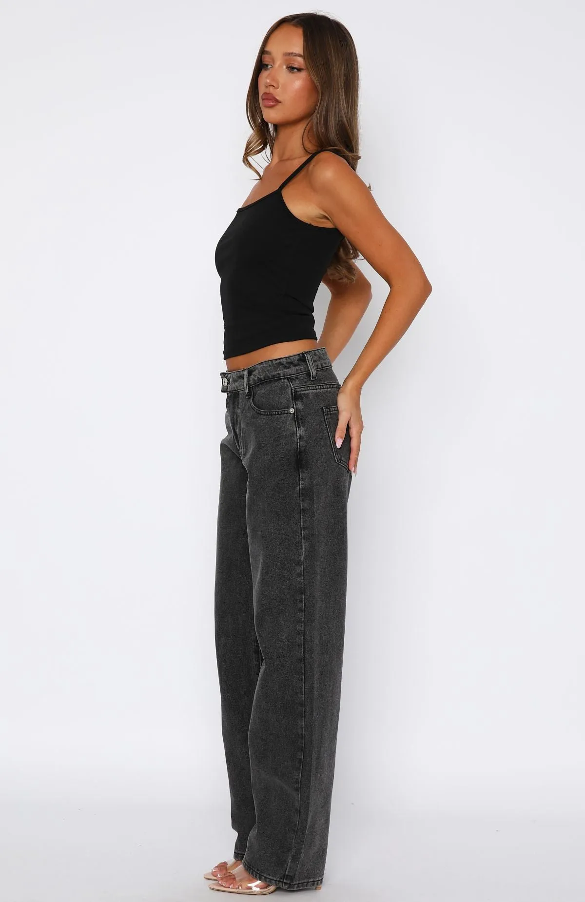 Mid-rise Comfort Bethany Mid Rise Straight Leg Jeans Black Acid