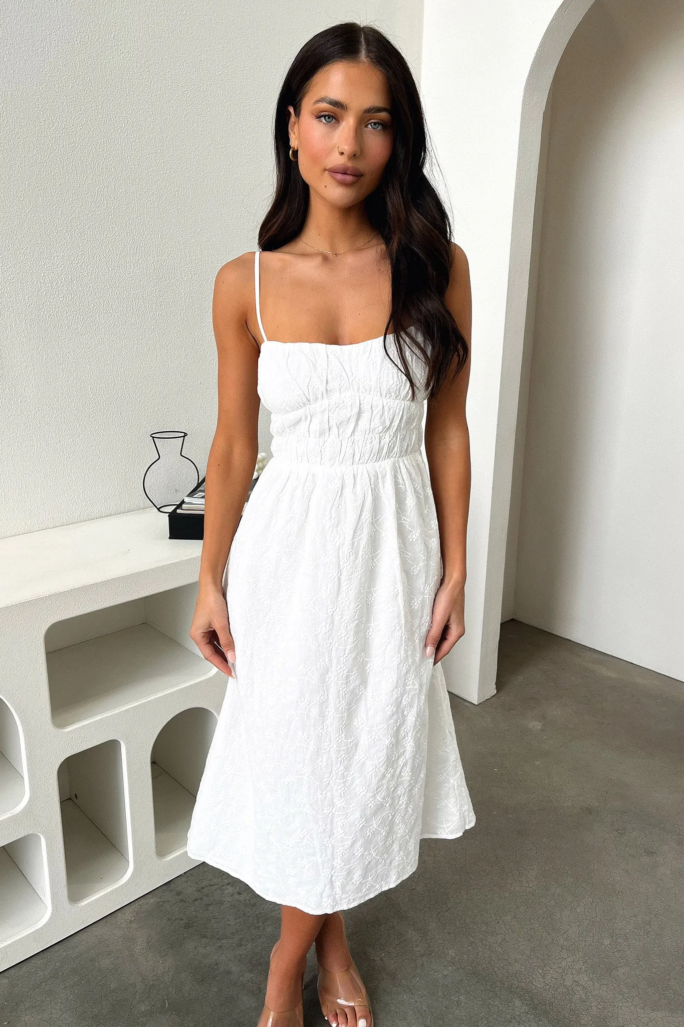 Mik Midi Dress - White Sequin Detail