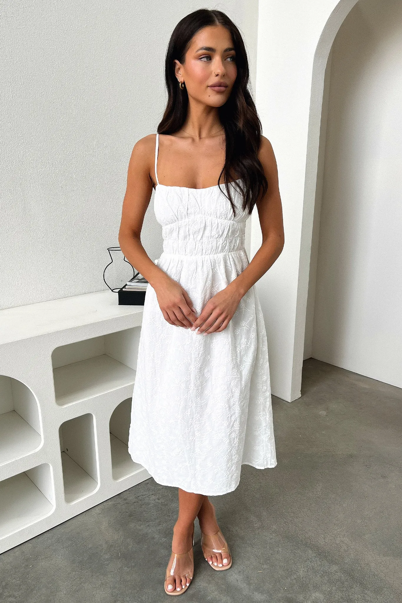 Mik Midi Dress - White Dress for warm weather Cool Shade