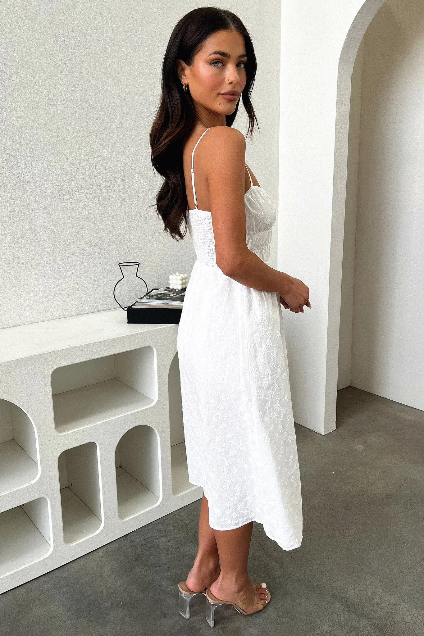 Mik Midi Dress - White Sequin Detail