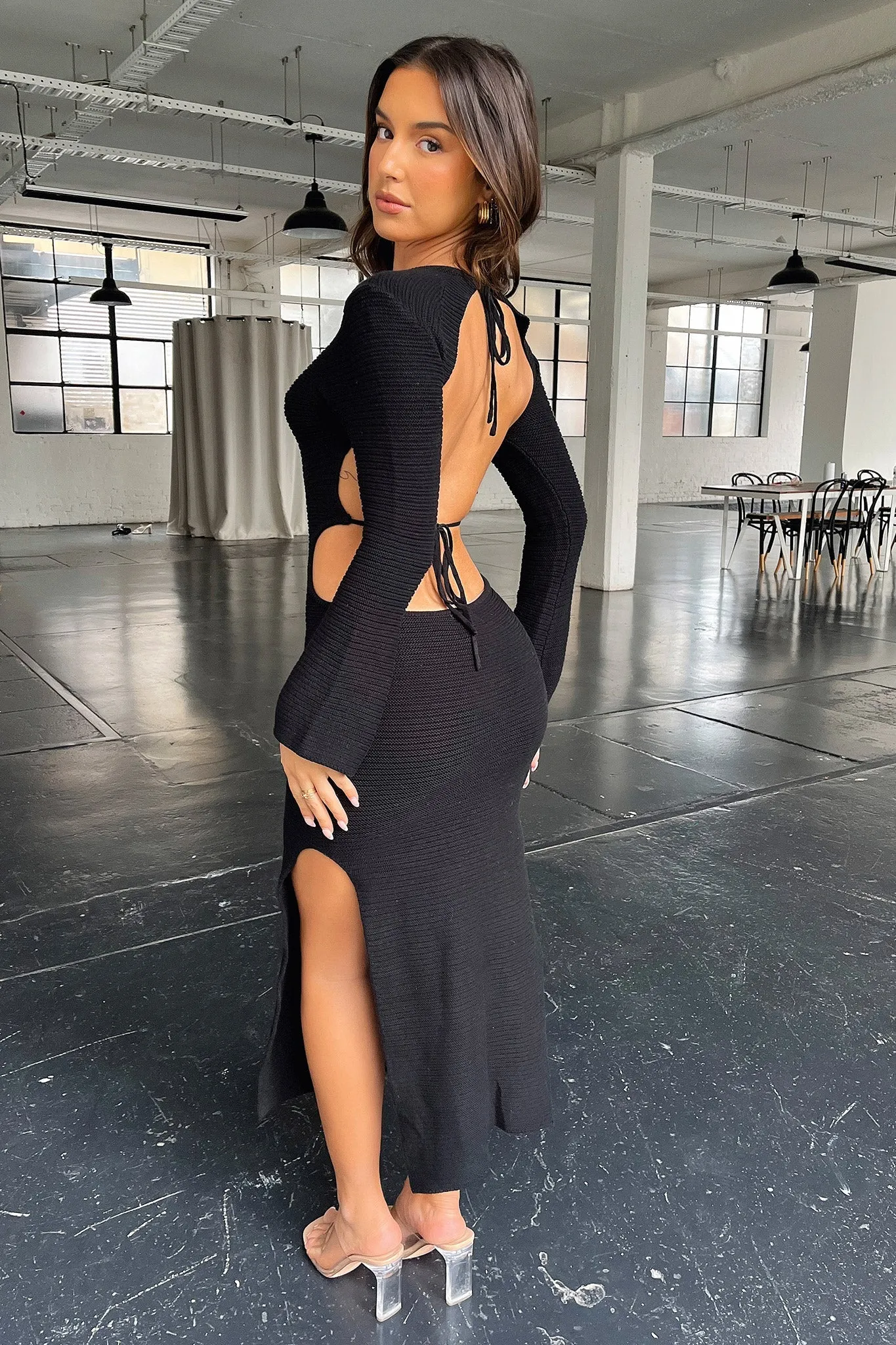 Pure Tone Milos Maxi Dress - Black