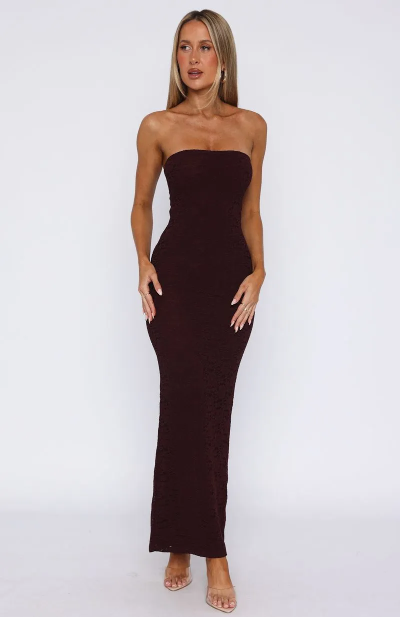 Minimalist Style Mad Love Strapless Maxi Dress Burgundy