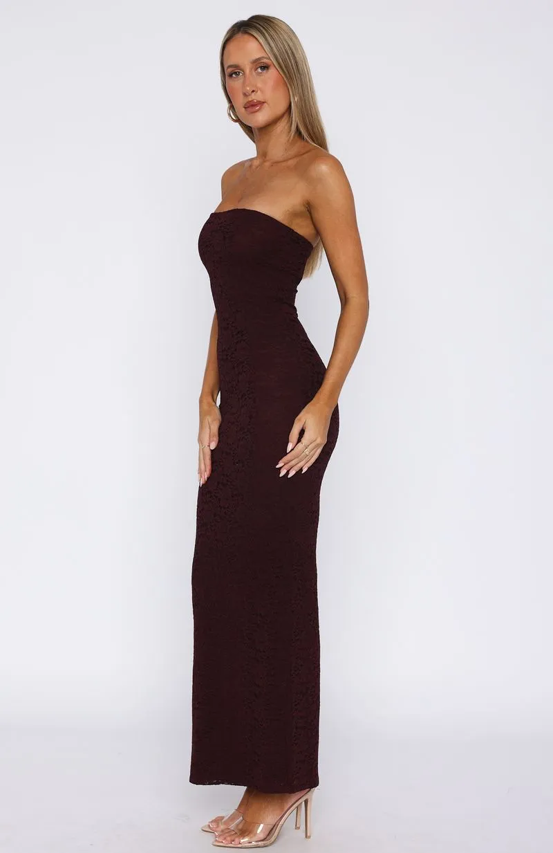 Minimalist Style Mad Love Strapless Maxi Dress Burgundy