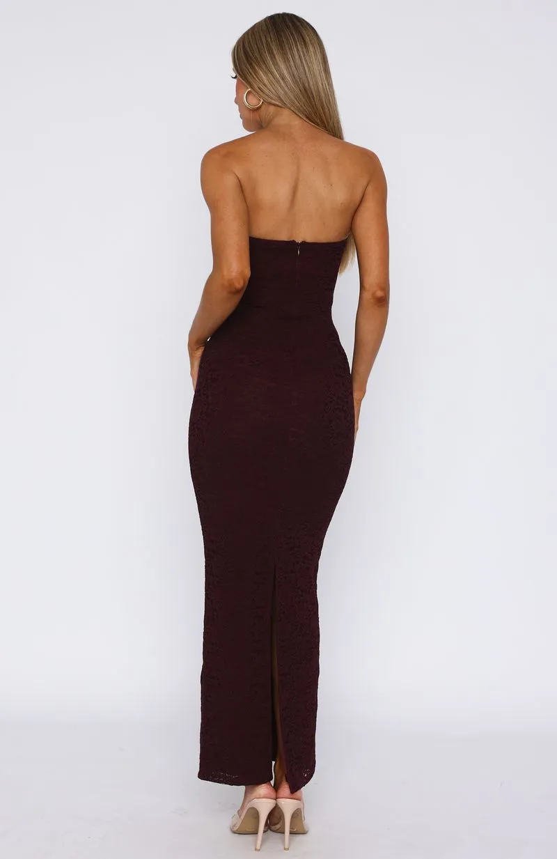Minimalist Style Mad Love Strapless Maxi Dress Burgundy