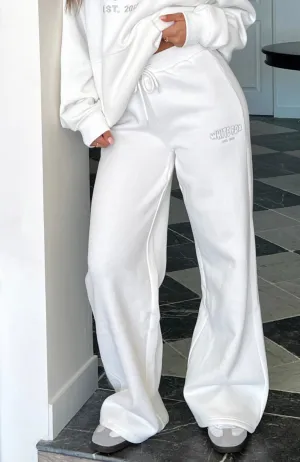 Missed Flights Wide Leg Sweatpants White Customizable length