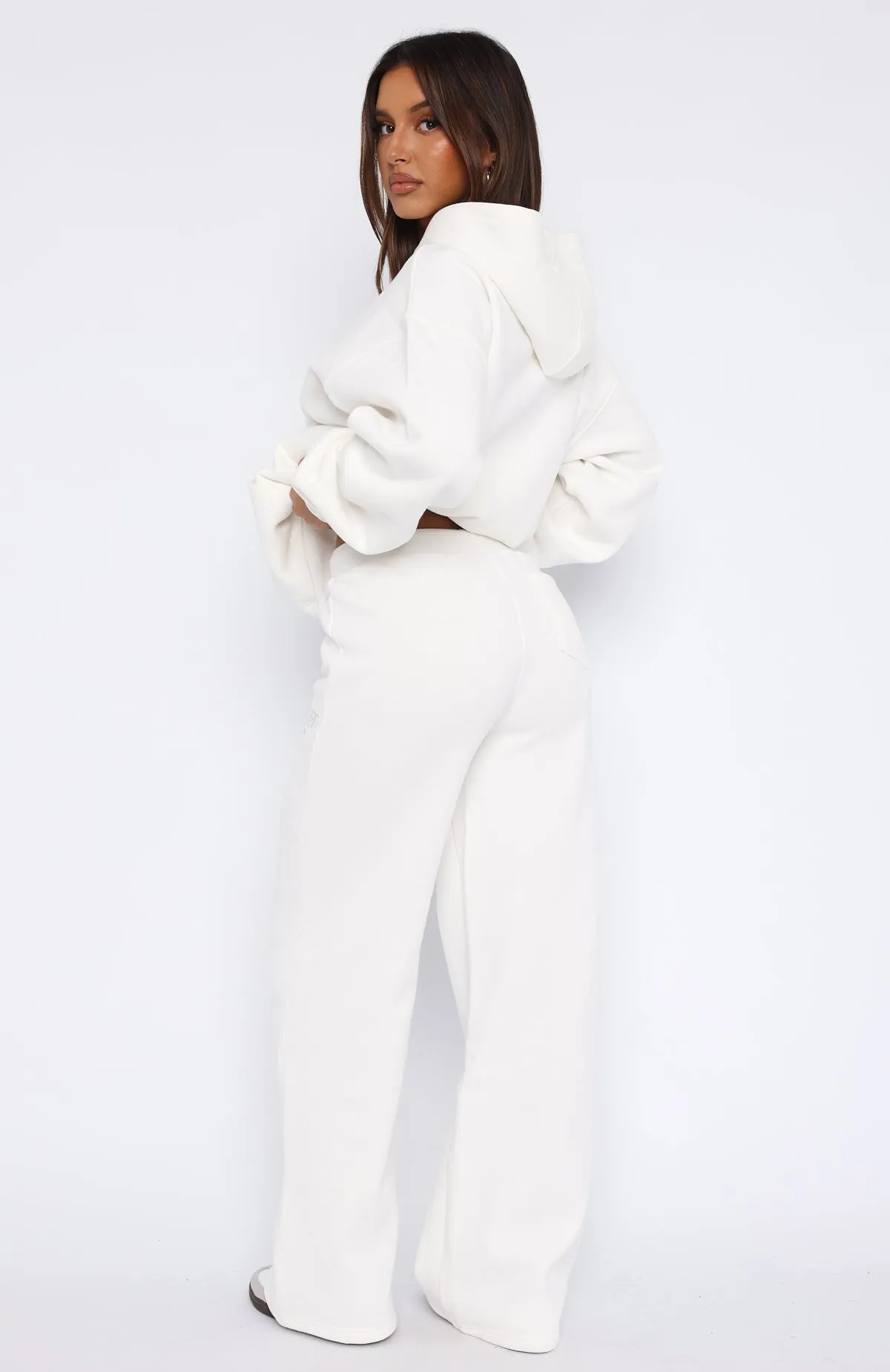 Missed Flights Wide Leg Sweatpants White High Quality