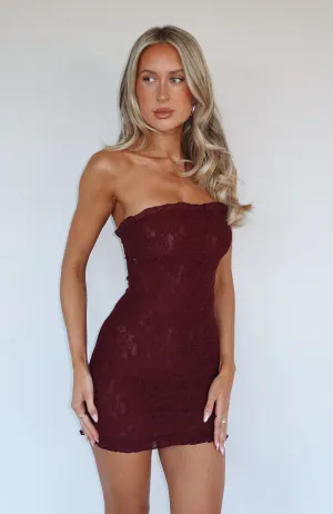 Mistress Strapless Mini Dress Burgundy Heart Tone