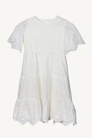 Skin-friendly Elia White Eyelet Dress (Girls)