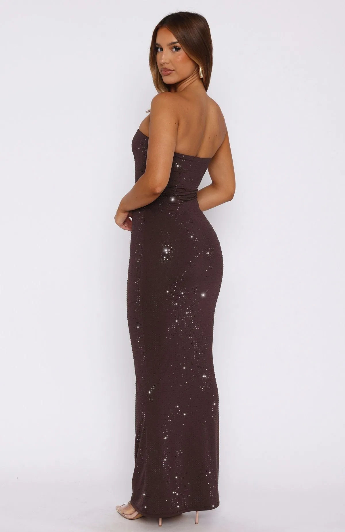 Modern Twist Platinum Maxi Dress Chocolate