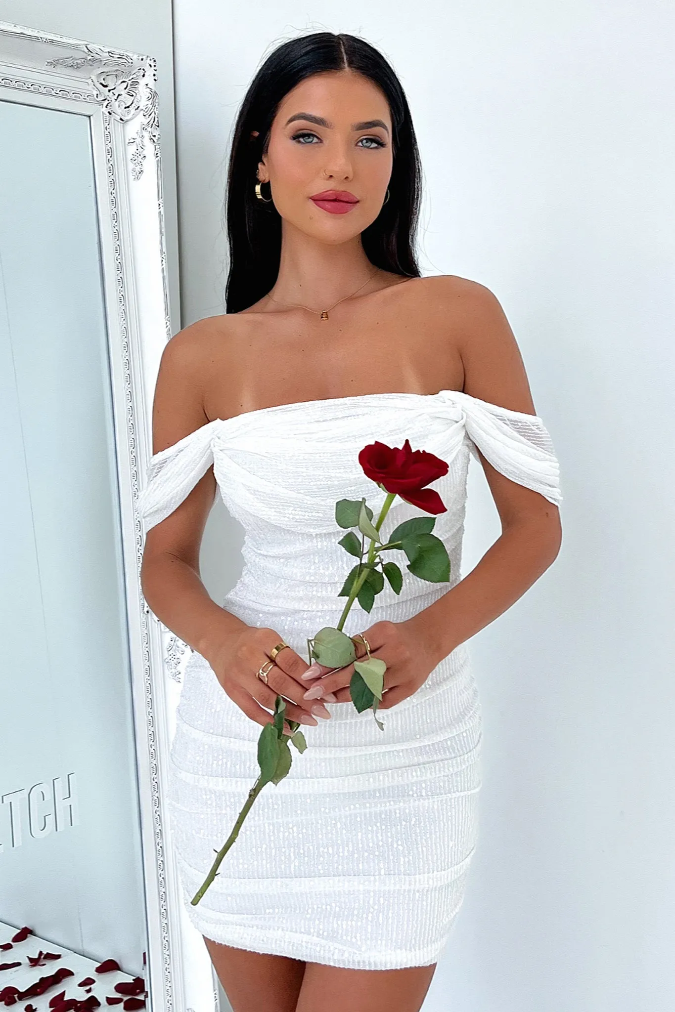 Nara Dress - White Sequin style glow