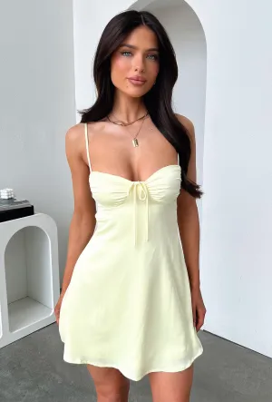 Nardine Satin Mini Dress - Yellow Elegant formal mini gown