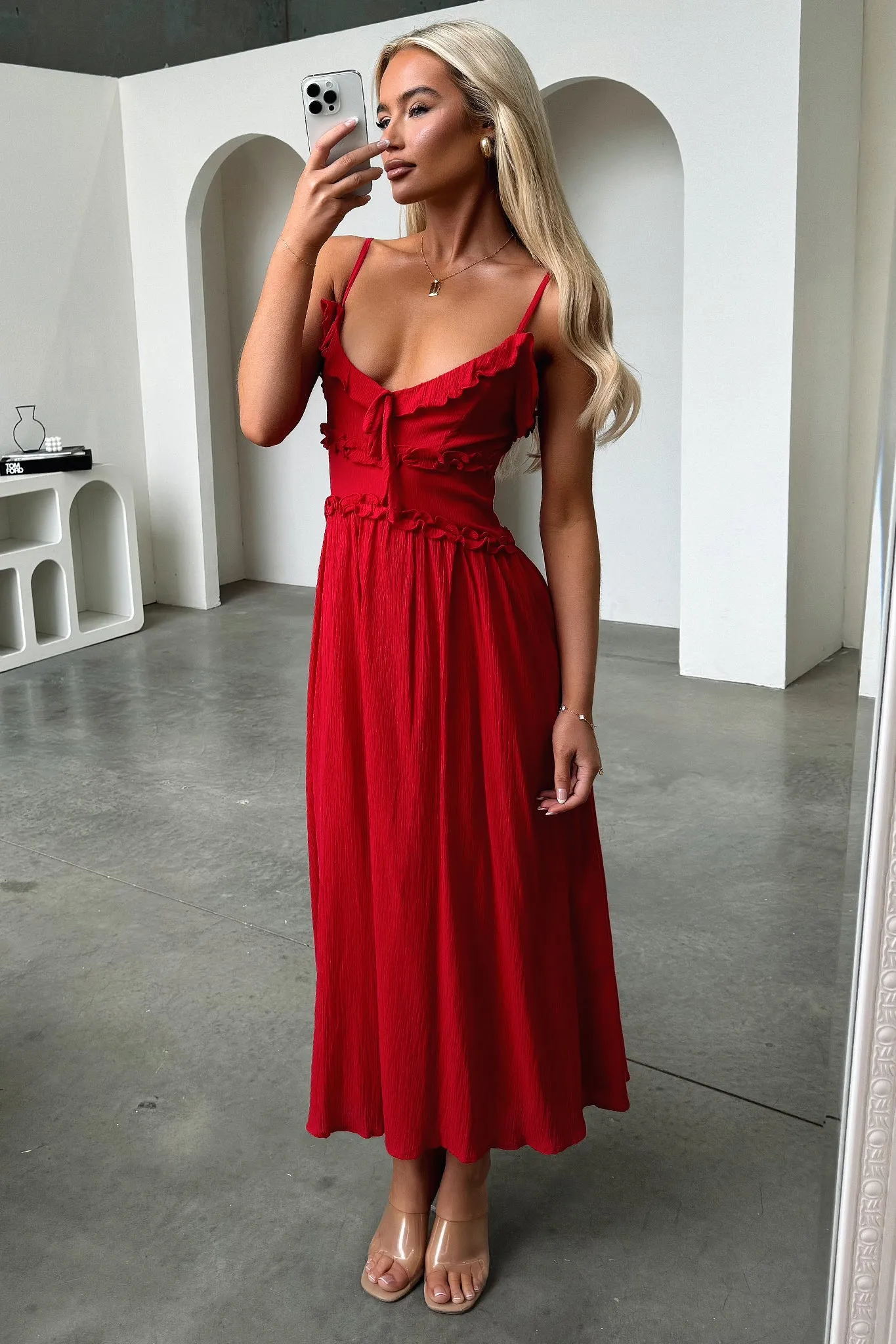 Nicola Midi Dress - Red Birthday Style