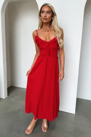 Nicola Midi Dress - Red Wind Song