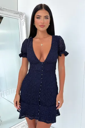 Trendy boho-inspired mini Simple yet chic mini Nicoletta Dress - Navy
