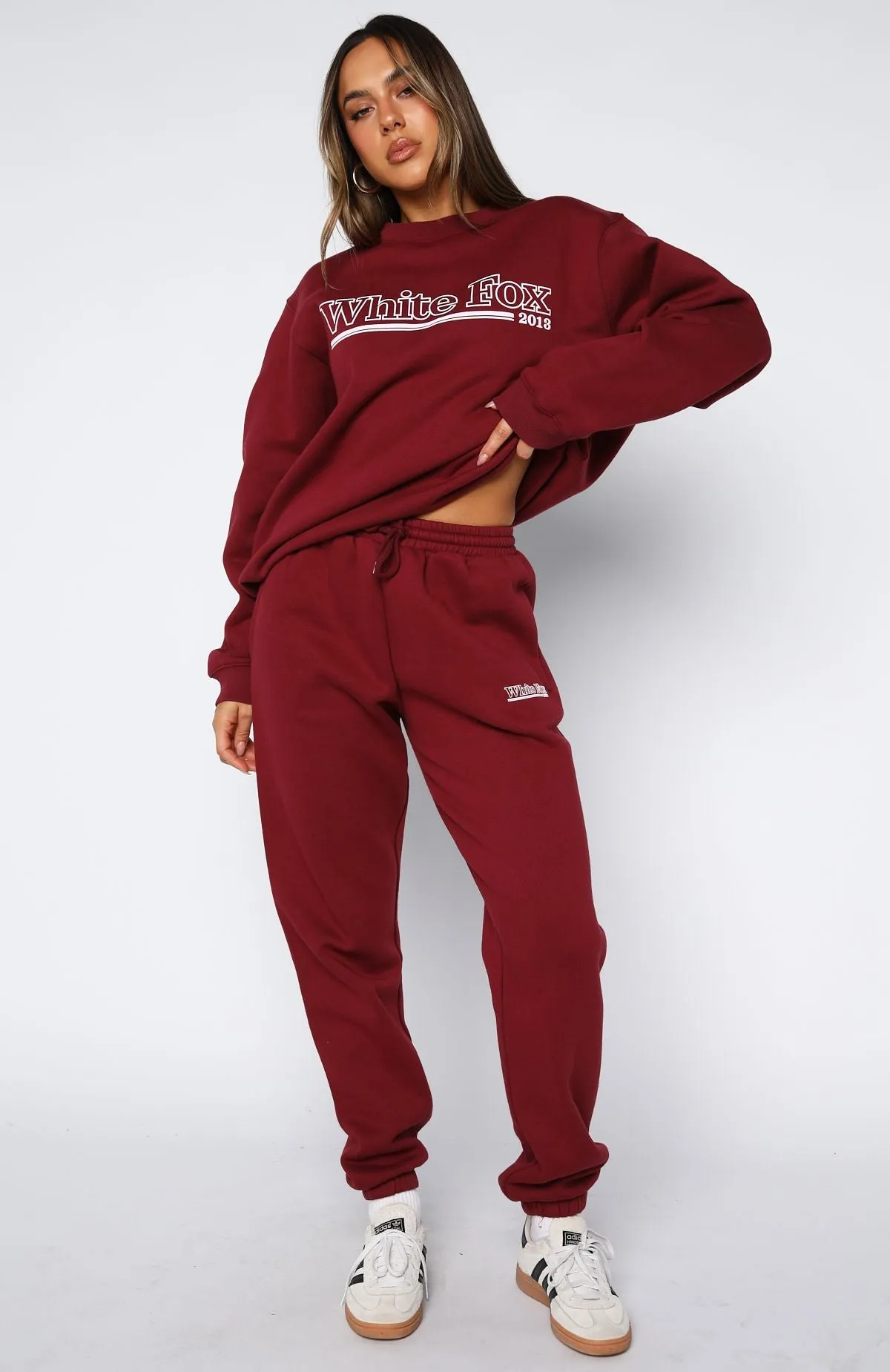 No Hesitation Sweatpants Burgundy Adjustable Fit