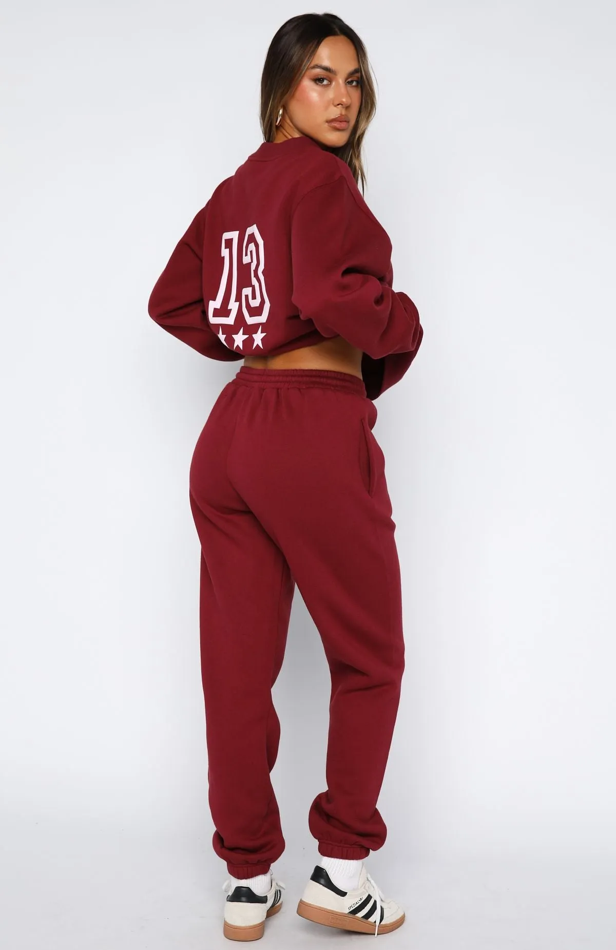 No Hesitation Sweatpants Burgundy Adjustable Fit