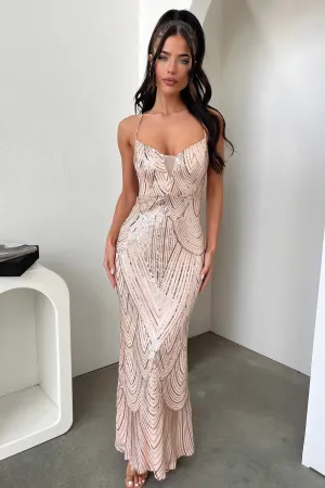 Relaxed fit maxi Crystal Glow Nolan Maxi Dress - Gold