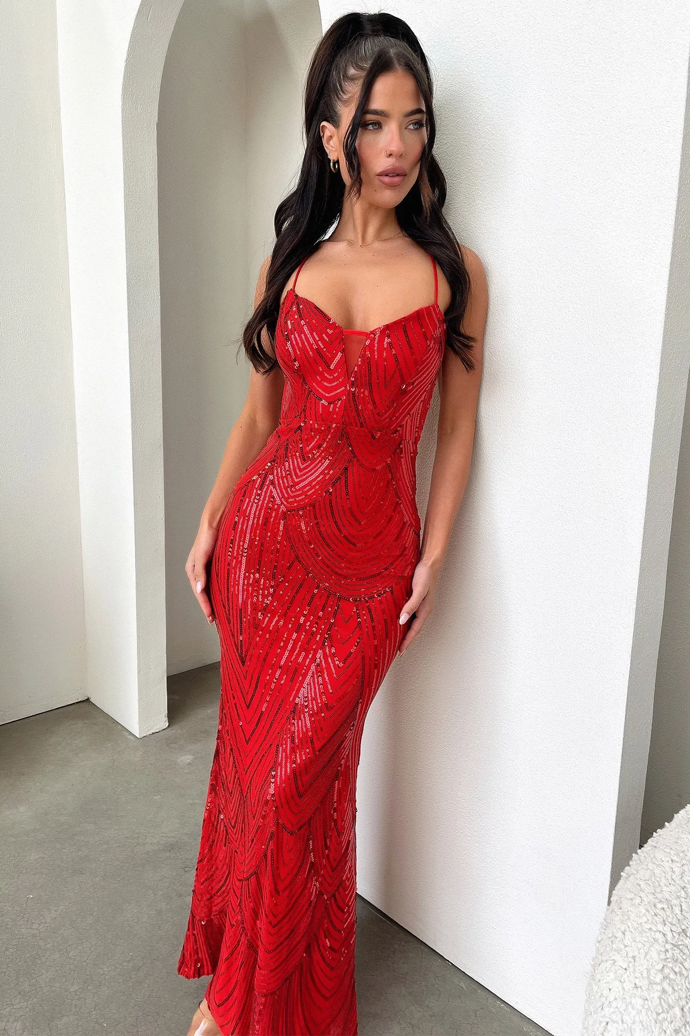 Blossom View Nolan Maxi Dress - Red