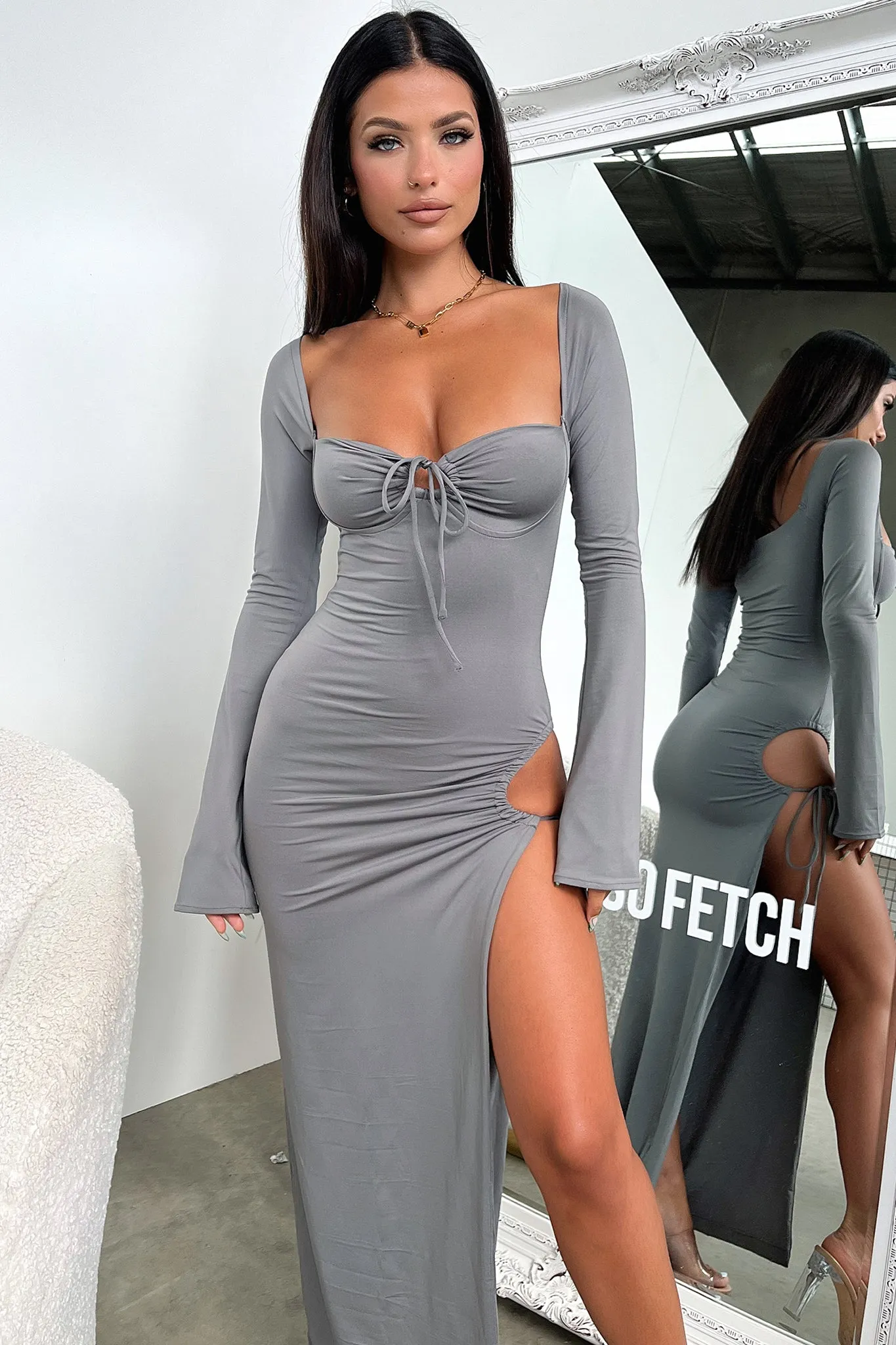 Noor Maxi Dress - Grey Trendy Style