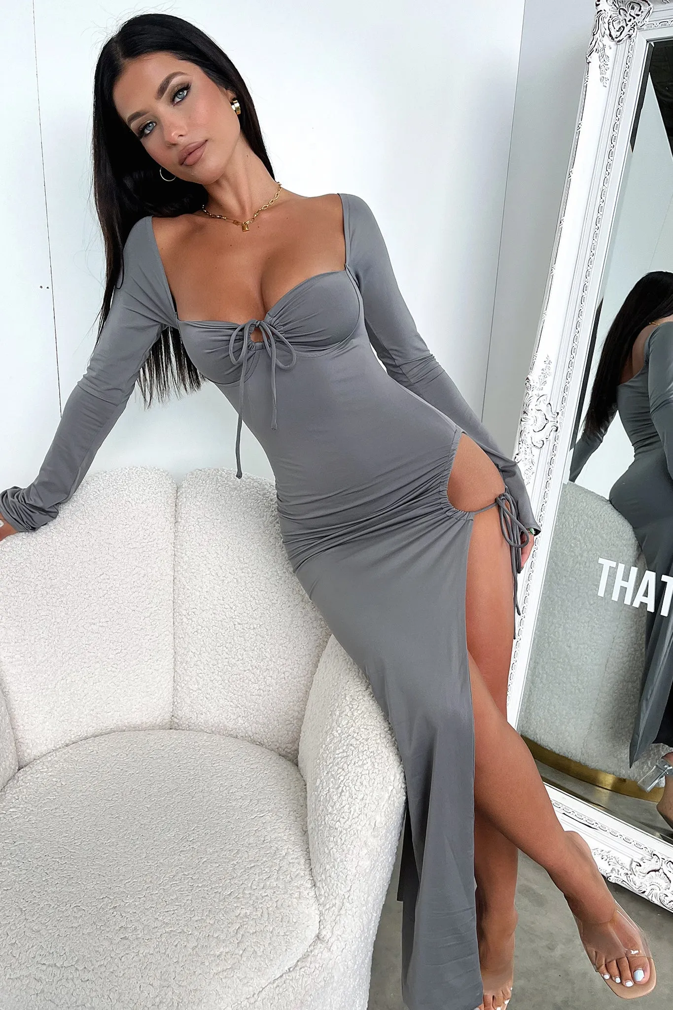 Noor Maxi Dress - Grey Trendy Style