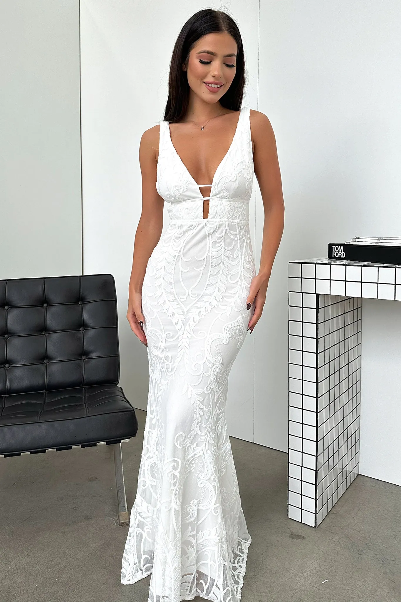 Ocean Blue Kaia Maxi Dress - White