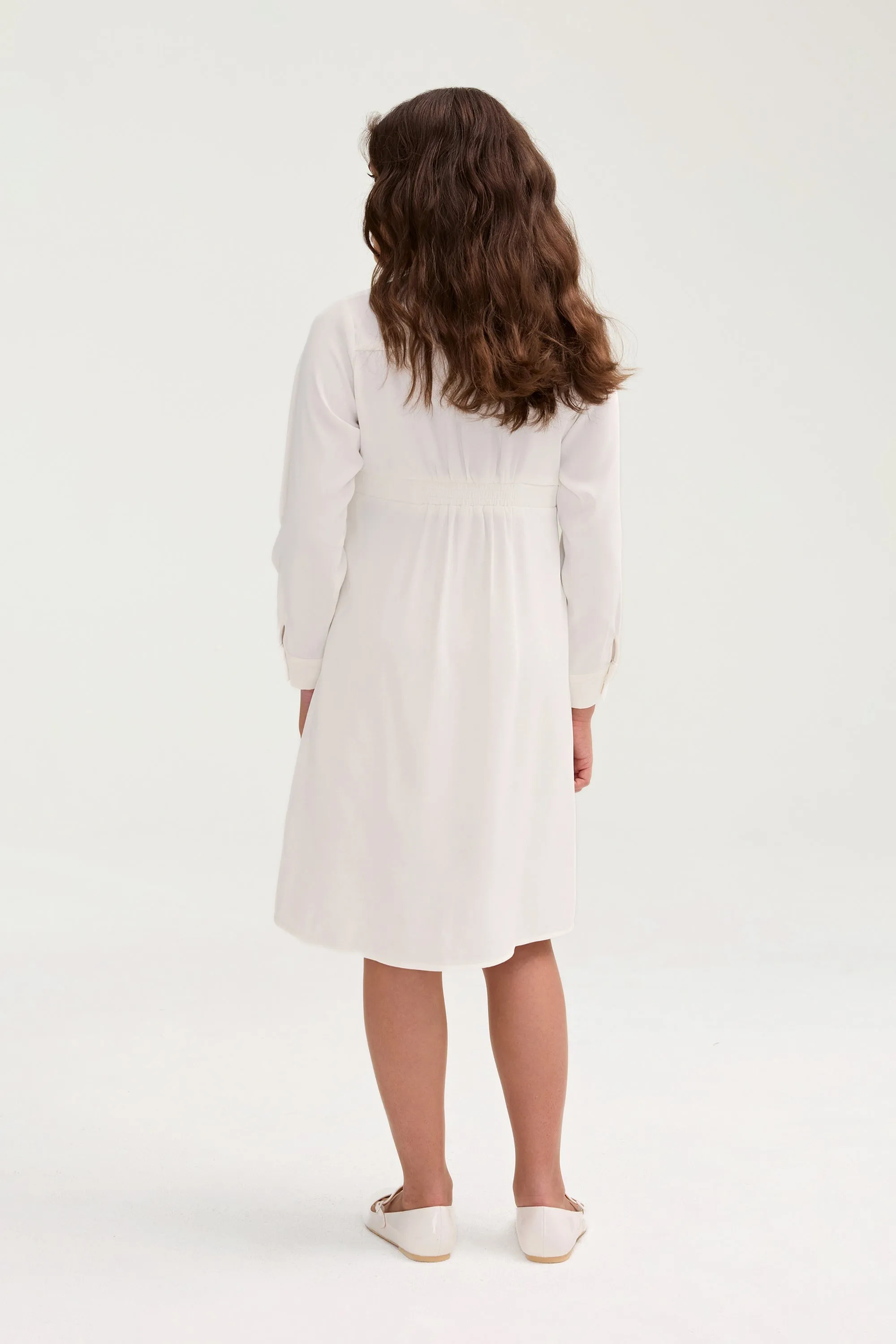 Olivia Button Down Utility Dress - White (Girls) Stunning Sets