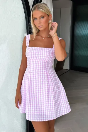 Scene Hot Bransley Square Neck Mini Dress - Pink/White