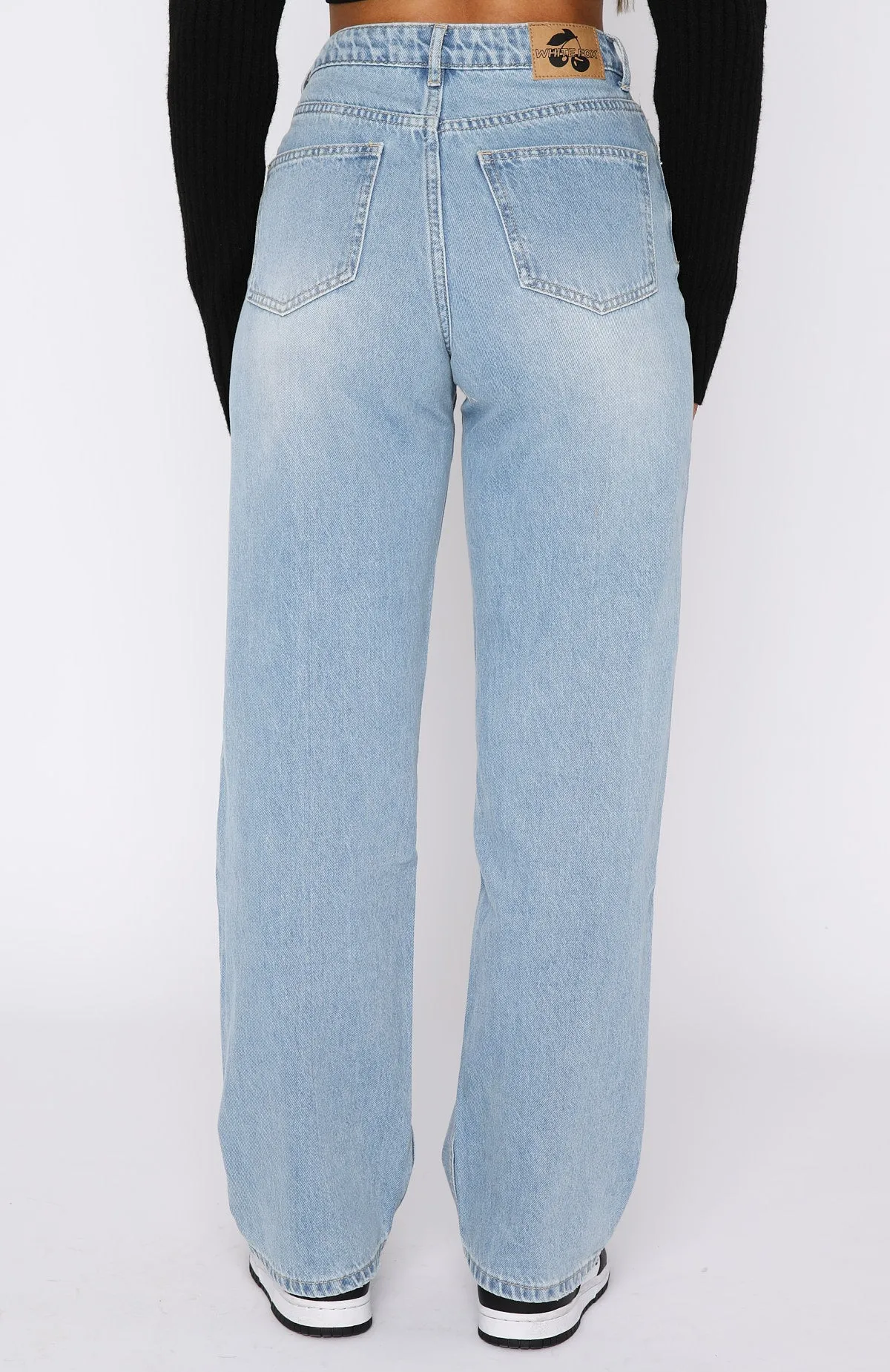 One Call Away High Rise Straight Leg Jeans Vintage Mid Blue cargo style