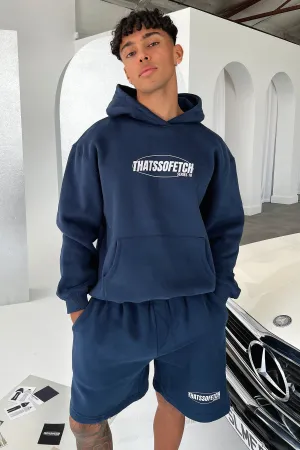 fleece material Floral Print Series 10 Hoodie - Navy