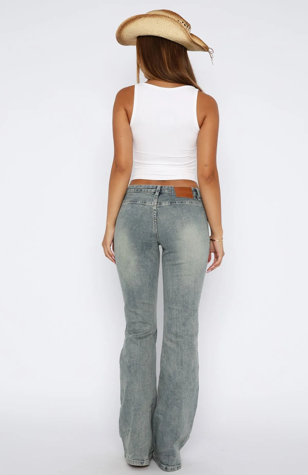 Original Trendsetter Low Rise Flare Jeans Brown Blue Slimming Fit