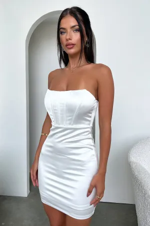 Elegant short cocktail dress Silk Dress - White